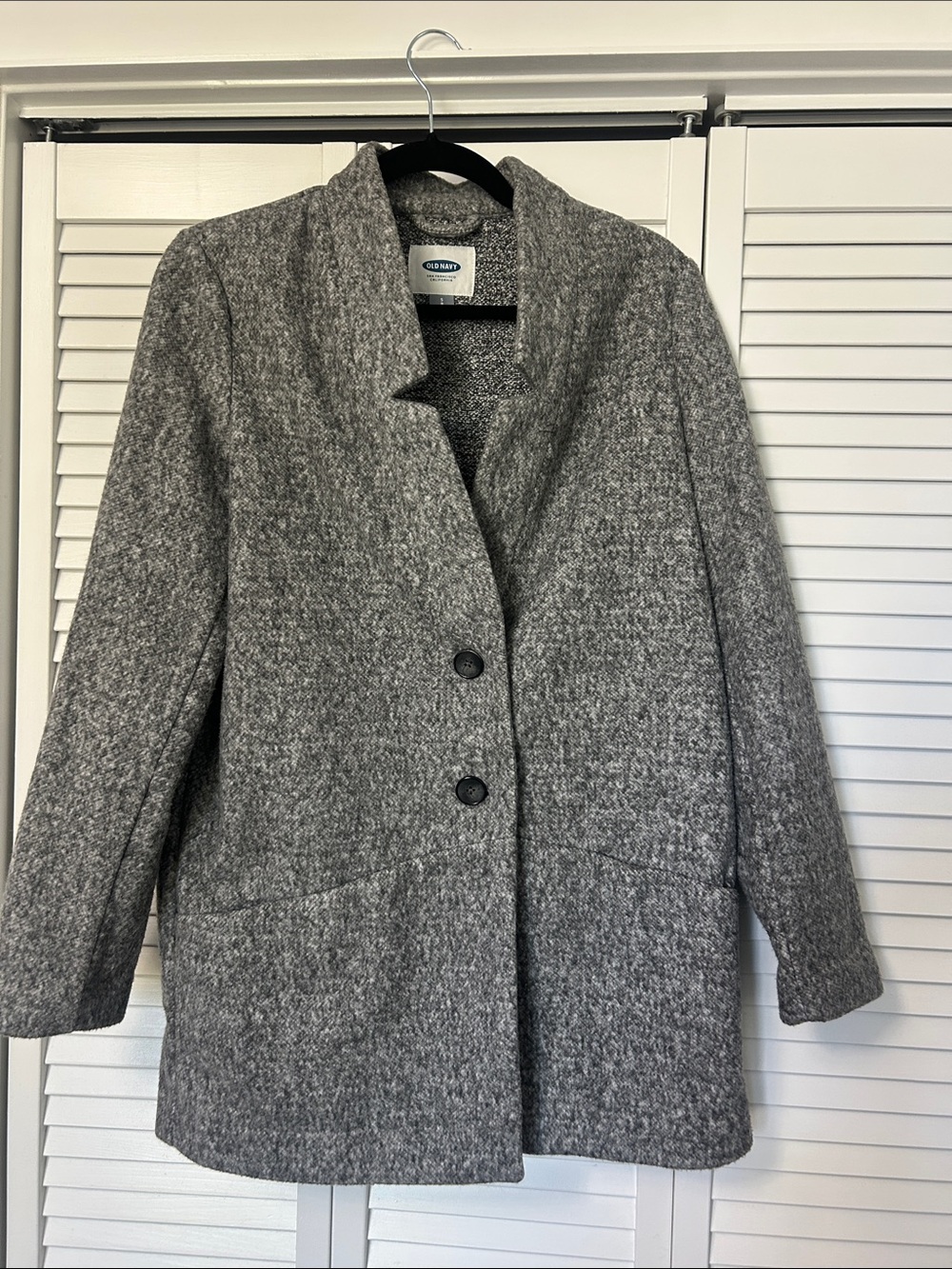 Old Navy Gray Textured Wool-Blend Pea Coat